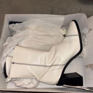 Topshop White Heeled Boots with Black Sole